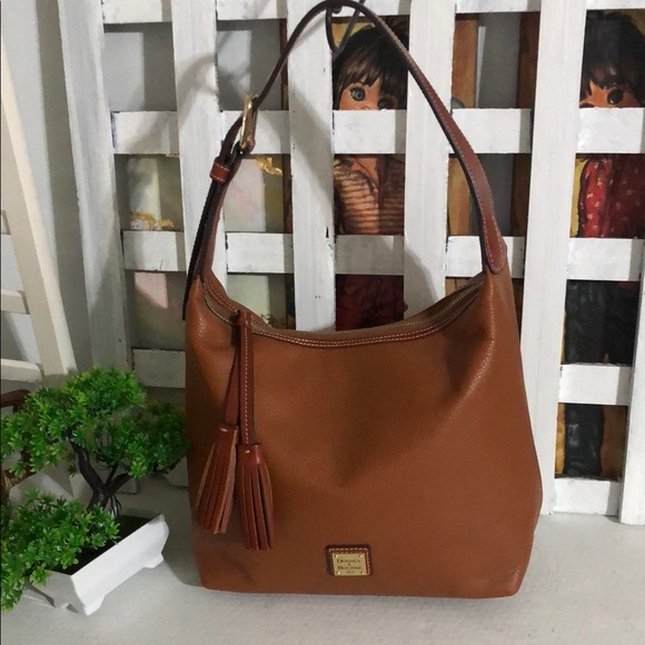 Dooney & Bourke Tan Hobo Bag with Tassel Detail - Picture 3 of 9